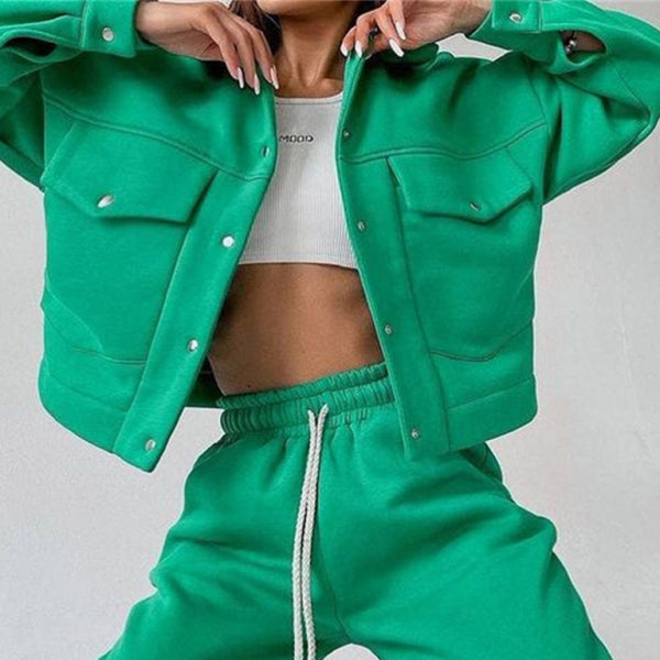 🔥 Chic & Cozy Women's Two-Piece Suit – Long Sleeve Jacket & Casual Trousers for Effortless Style 🔥