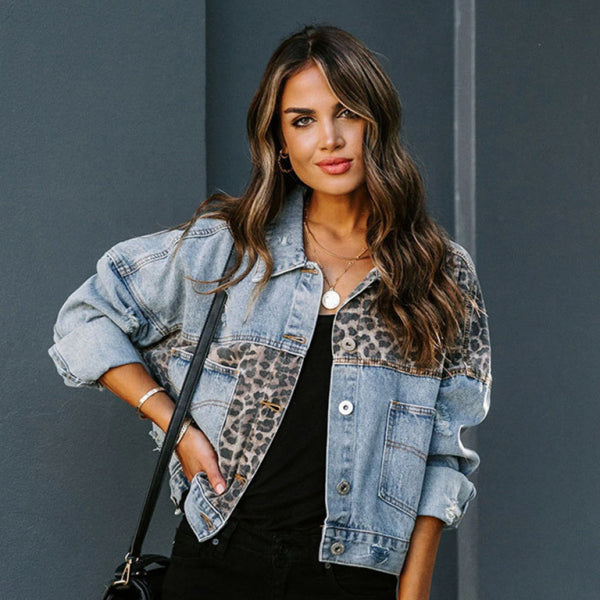 π€ Leopard Print Ripped Denim Jacket β Trendy Casual Chic Outerwear π€