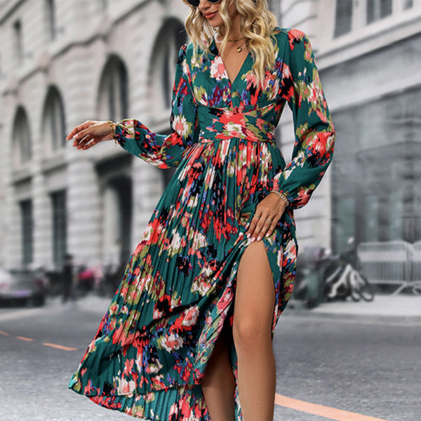 ✨ Chic Printed Long-Sleeve Dress – Elegant & Trendy Outfit for Any Season ✨