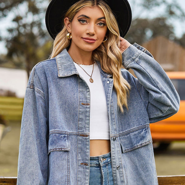 π₯ Retro Chic Denim Jacket β Classic Loose Fit, All-Season Casual Vibes π₯