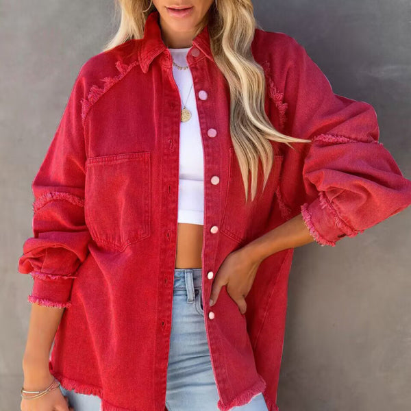 π₯ Chic Fringed Ripped Denim Jacket β Trendy & Effortless Vibes π₯
