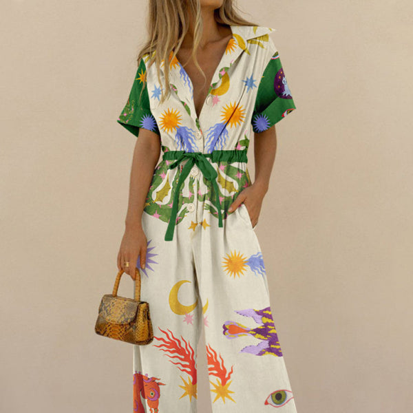 ποΈ Chic High-Waist Printed Jumpsuit β Trendy & Comfy Street Style Pants for Women π