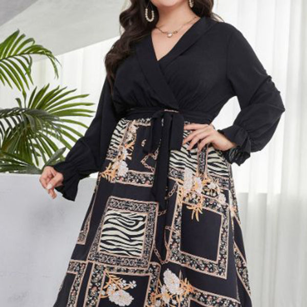 ποΈ Chic Plus Size Tie-Waist Print Dress β Flattering & Stylish for Any Season π
