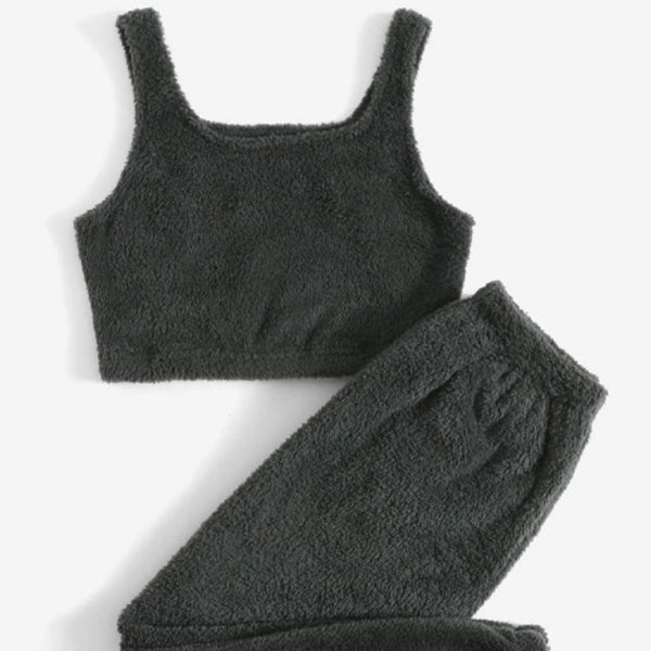 ποΈ Cozy Chic Plush Two-Piece Set β Sleeveless Vest & Trousers Lounge Wear β¨