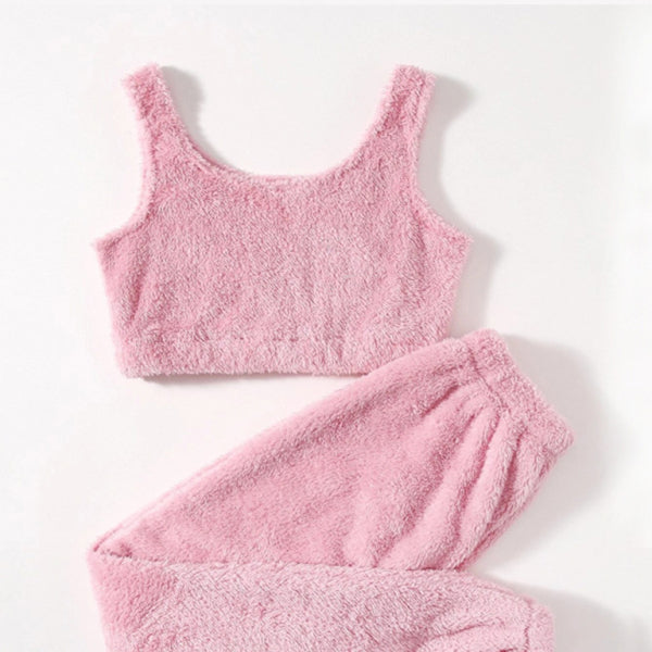 ποΈ Cozy Chic Plush Two-Piece Set β Sleeveless Vest & Trousers Lounge Wear β¨