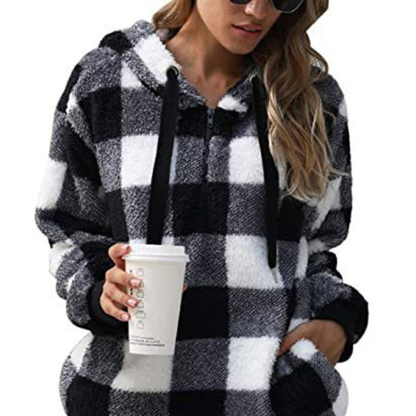 π§₯ Cozy Plaid Hooded Sweatshirt for Women β Fall Winter Must-Have β¨