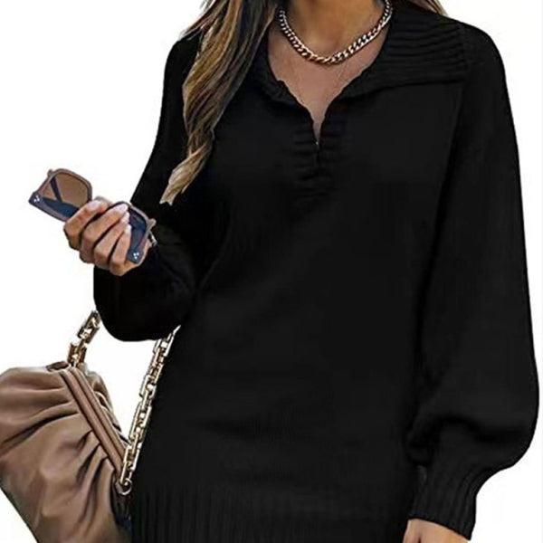 🧡 Cozy Chic Knit Sweater Dress – Trendy Long Sleeve Pullover for Any Season 💫