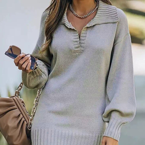 🧡 Cozy Chic Knit Sweater Dress – Trendy Long Sleeve Pullover for Any Season 💫