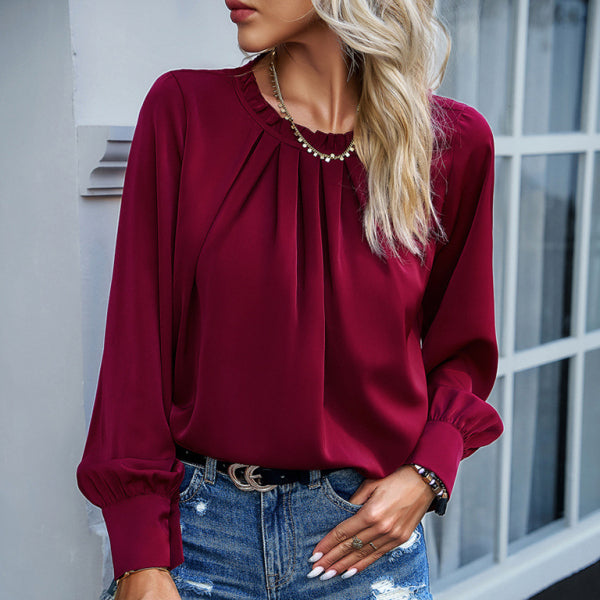 ✨ Elegant Lace Collar Long Sleeve Top – Chic & Stylish Must-Have ✨