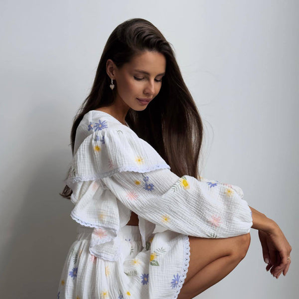 π Chic Strawberry Print Skirt Set β Cozy & Cute Loungewear for Women π