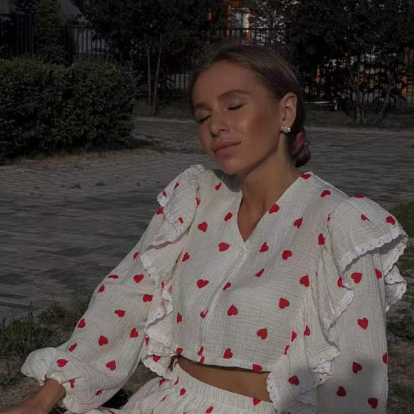 π Chic Strawberry Print Skirt Set β Cozy & Cute Loungewear for Women π