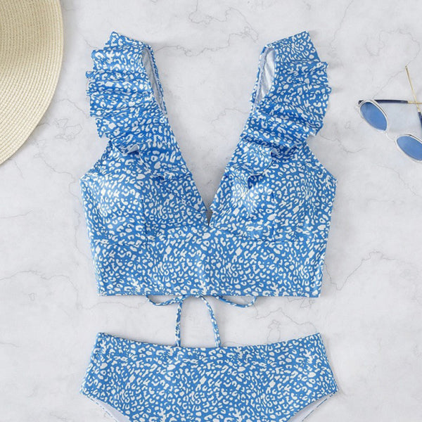 π€ Chic Lace V-Neck Ruffle Bikini β High-Waist, Flattering & Sexy Swimwear π€