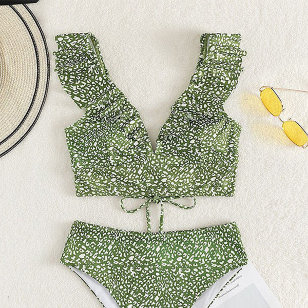 π€ Chic Lace V-Neck Ruffle Bikini β High-Waist, Flattering & Sexy Swimwear π€