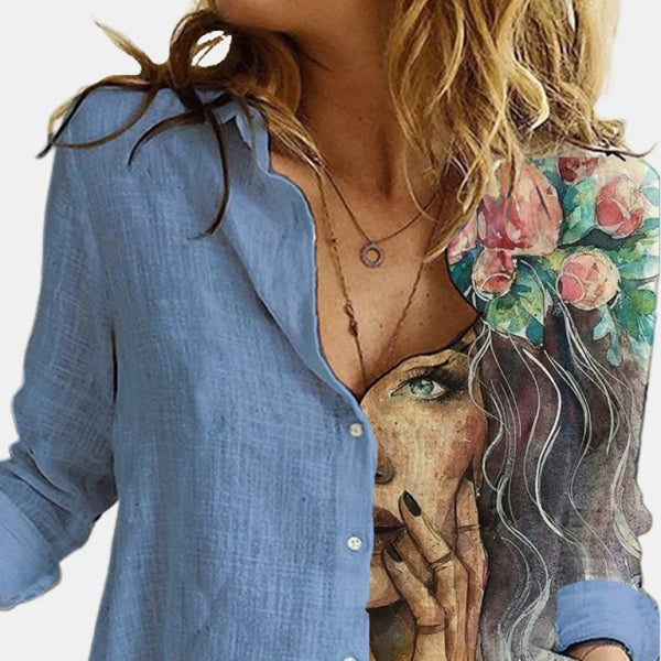 π¦ Chic Printed Animal and Plant Long Sleeve Shirt Stylish Casual Top πΏ