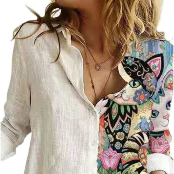 π¦ Chic Printed Animal and Plant Long Sleeve Shirt Stylish Casual Top πΏ