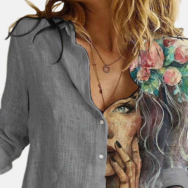 π¦ Chic Printed Animal and Plant Long Sleeve Shirt Stylish Casual Top πΏ