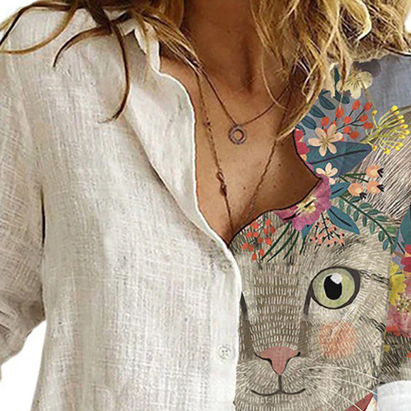 π¦ Chic Printed Animal and Plant Long Sleeve Shirt Stylish Casual Top πΏ