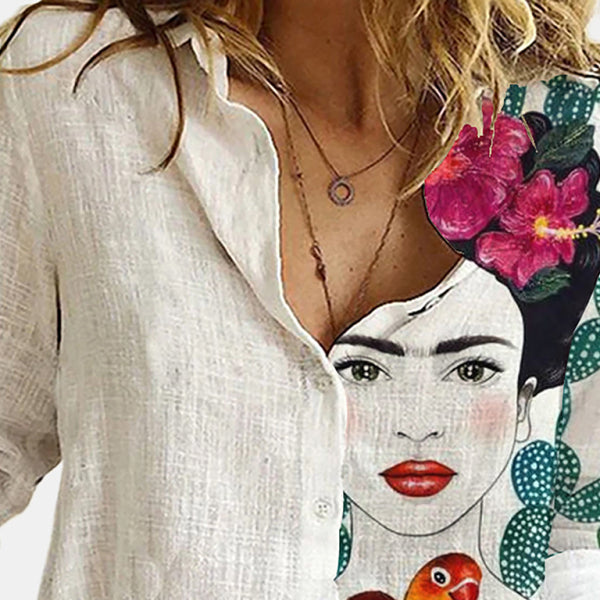 π¦ Chic Printed Animal and Plant Long Sleeve Shirt Stylish Casual Top πΏ