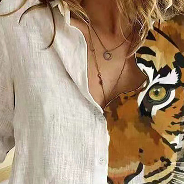 π¦ Chic Printed Animal and Plant Long Sleeve Shirt Stylish Casual Top πΏ