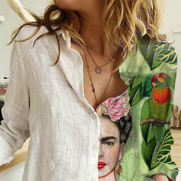 π¦ Chic Printed Animal and Plant Long Sleeve Shirt Stylish Casual Top πΏ