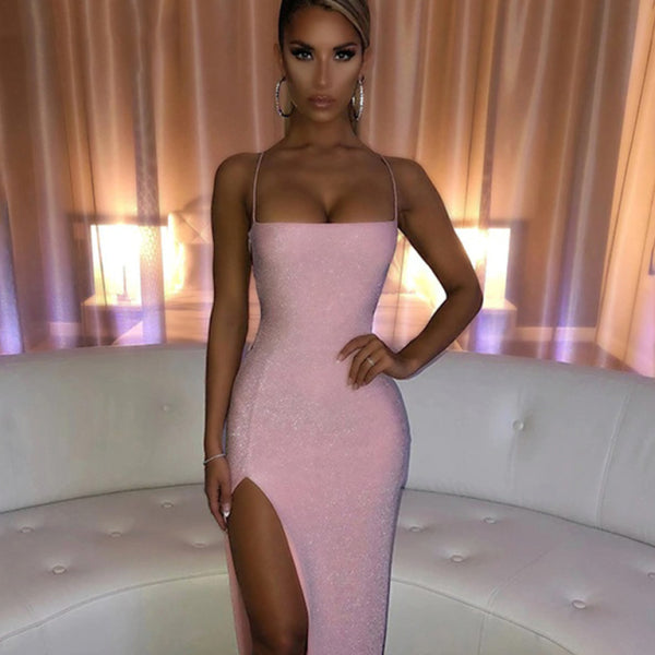 ✨ Sexy Gold Silk Slit Dress – Curve-Hugging, Party-Ready, Glam Must-Have 🌟