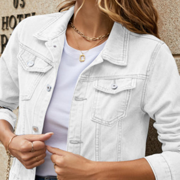 Women's Trendy Denim Jacket Slim Fit Lapel Style Casual Chic