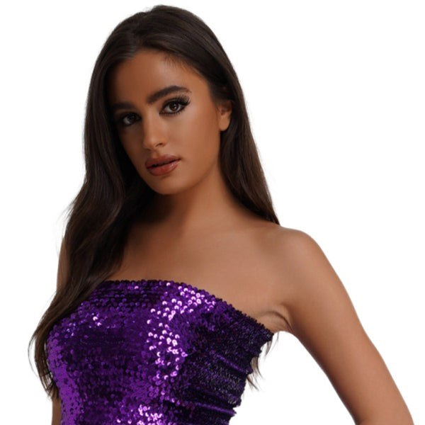 Sparkle & Slay – Sequin Strapless Bandeau Top | stylish, High-Elastic Fit