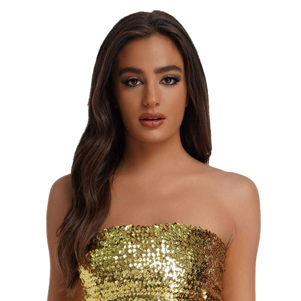 Sparkle & Slay – Sequin Strapless Bandeau Top | stylish, High-Elastic Fit