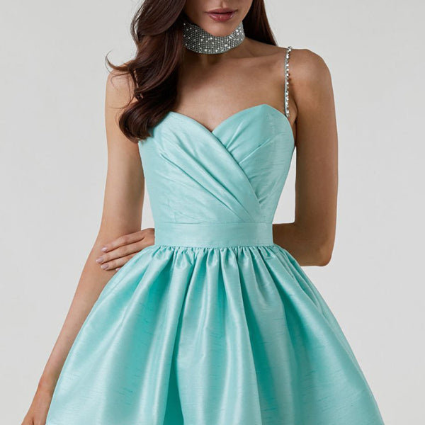 ✨ Chic Pleated Suspender Dress – Sexy Rhinestone Party Dress for Women ✨