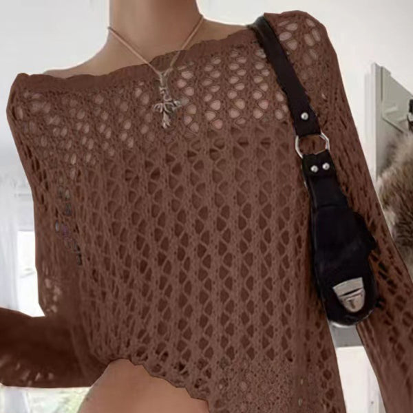 β¨ Chic Mesh Knit Top β See-Through Long Sleeve Lightweight Sweater for Effortless Style β¨