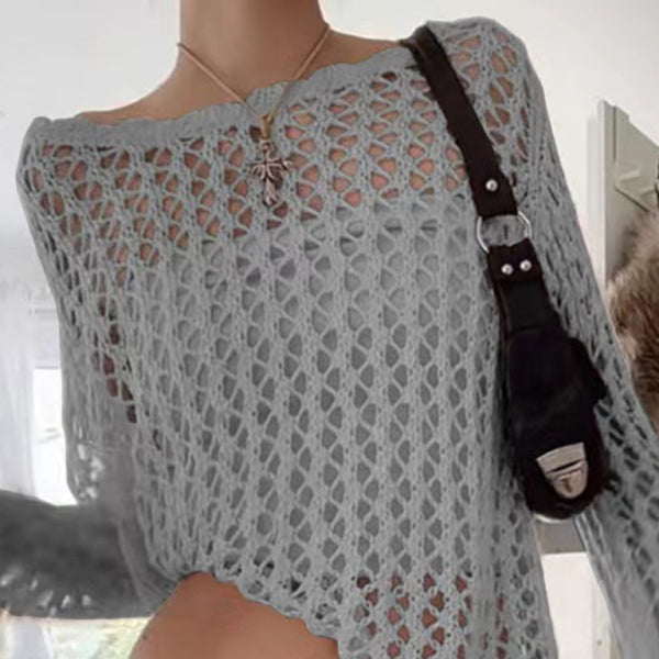 β¨ Chic Mesh Knit Top β See-Through Long Sleeve Lightweight Sweater for Effortless Style β¨