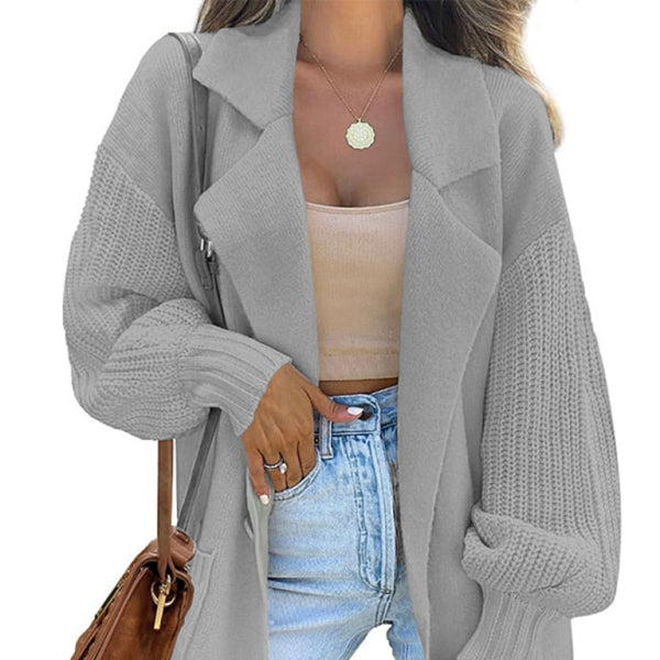 π€ Chic Knitted Blazer Cardigan β Stylish & Cozy Suit Collar Jacket π€