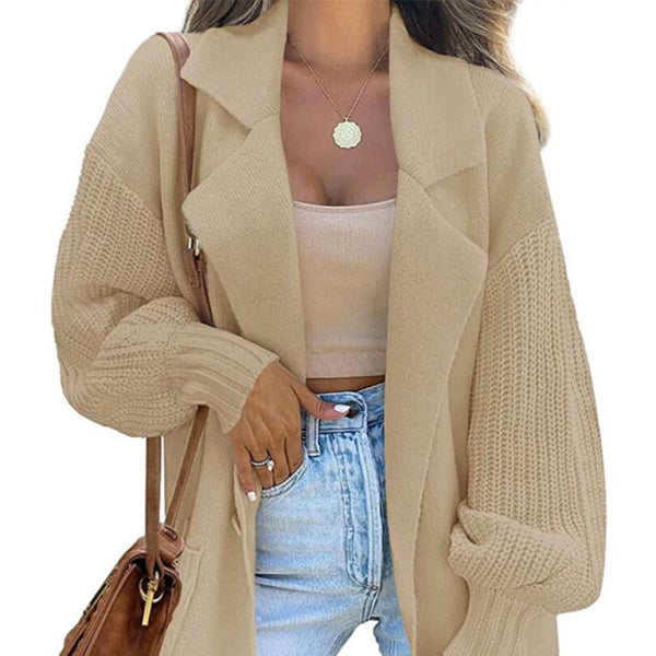 π€ Chic Knitted Blazer Cardigan β Stylish & Cozy Suit Collar Jacket π€