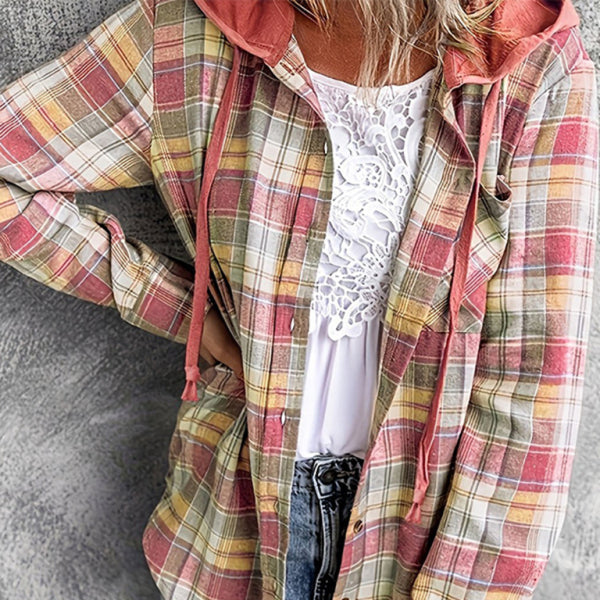 Cozy Hooded Button-Up Shirt Jacket – Casual & Stylish for Any Season