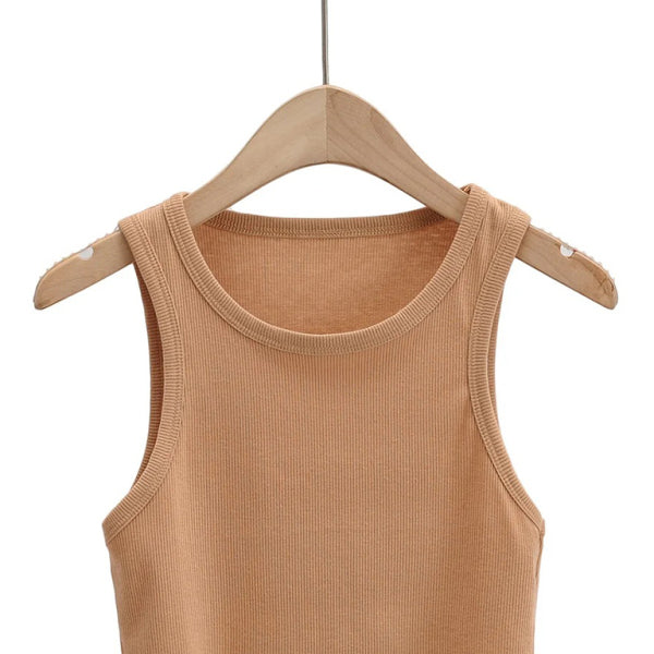 ✨ Slim Fit Ribbed Sleeveless Crop Top – Chic & Comfy Must-Have ✨