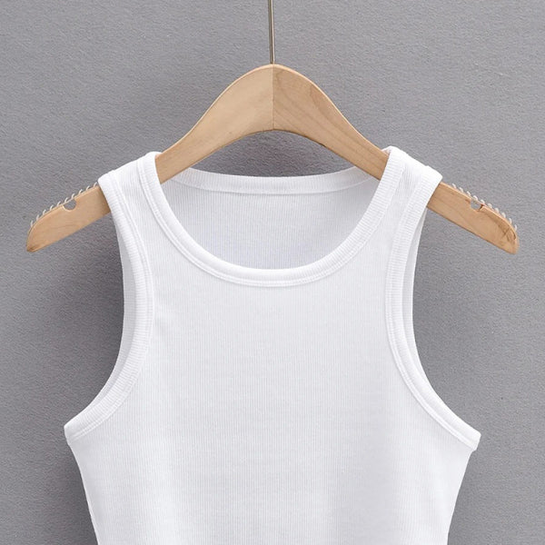 ✨ Slim Fit Ribbed Sleeveless Crop Top – Chic & Comfy Must-Have ✨