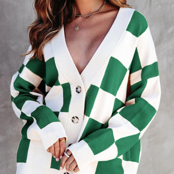 π€ Trendy Checkerboard Button Cardigan β Cozy & Chic Must-Have π€