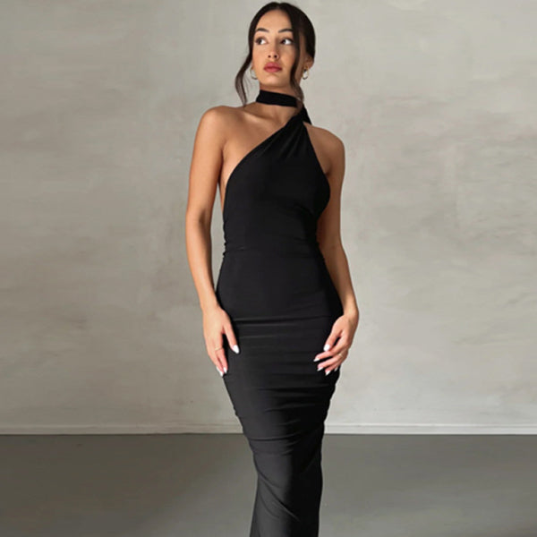 ✨ Chic Backless Pleated Slim Fit Dress – Perfect for Date Nights & Parties ✨