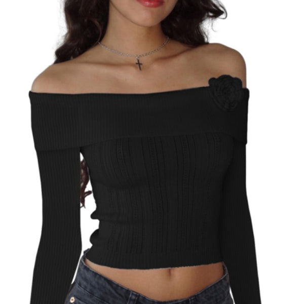 πΈ Sexy One-Shoulder Floral Knit Top Long Sleeve Chic & Trendy β¨