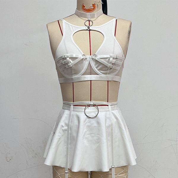 π₯ Sexy Mesh Lingerie Set β Cosplay Bra & Fishnet Stockings for a Bold Look π₯