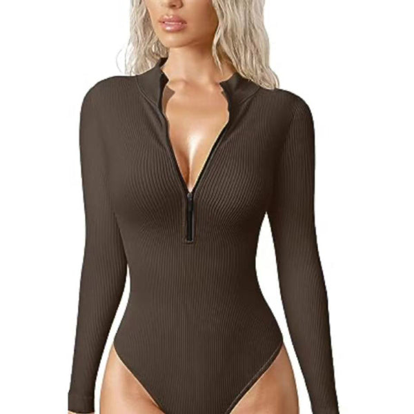🔥 Chic Stand Collar Long Sleeve Bodysuit – Sleek, Sexy & Stylish 💃✨