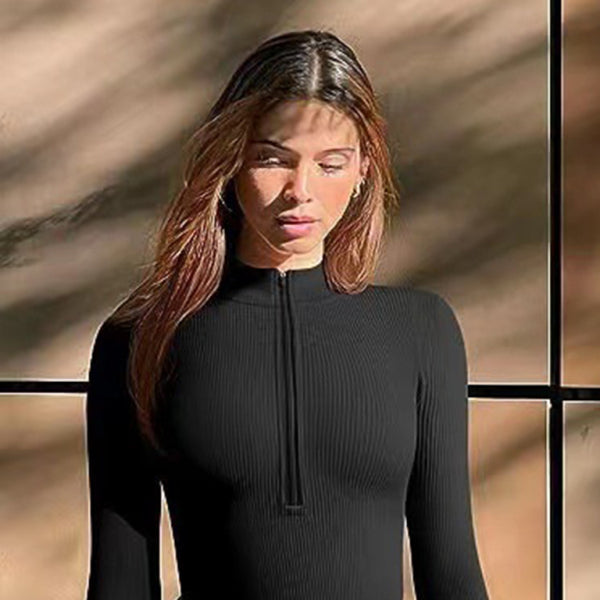 🔥 Chic Stand Collar Long Sleeve Bodysuit – Sleek, Sexy & Stylish 💃✨