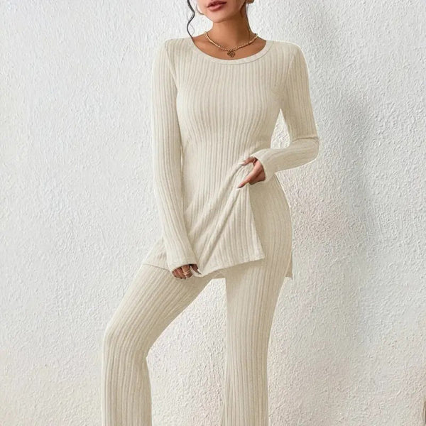 β¨ Chic Knitted Two-Piece Set β Slim Fit Side Slit Lounge Outfit β¨
