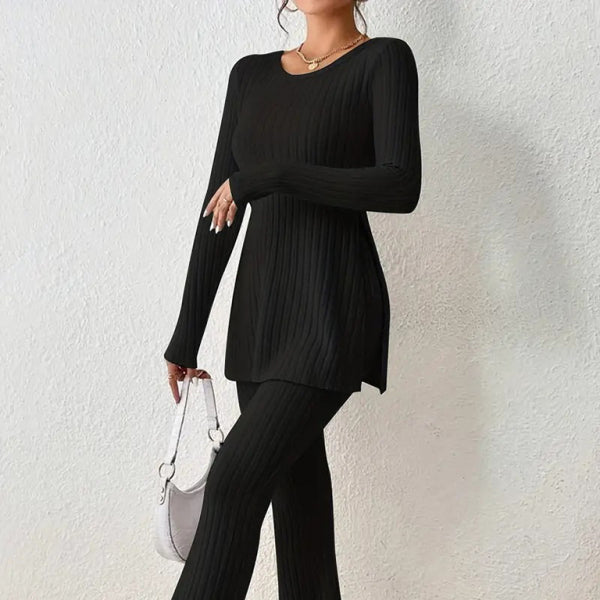β¨ Chic Knitted Two-Piece Set β Slim Fit Side Slit Lounge Outfit β¨
