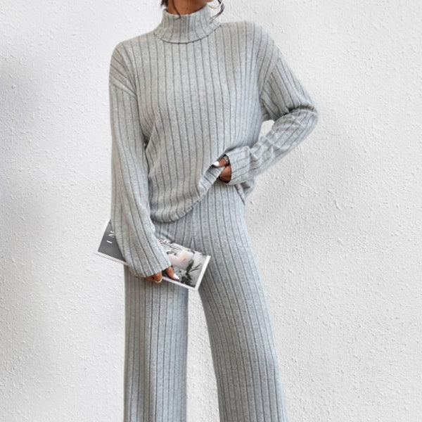 π€ Chic Knitted Two-Piece Set β High Collar & Long Sleeve Lounge Fit π€