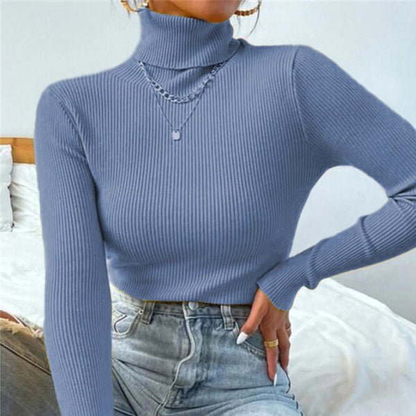 Cozy & Chic Christmas Turtleneck – Tight Knit Holiday Top for Women