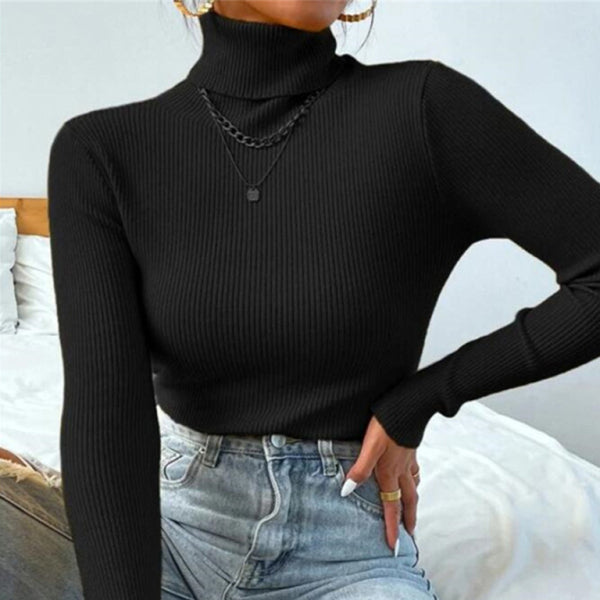 Cozy & Chic Christmas Turtleneck – Tight Knit Holiday Top for Women