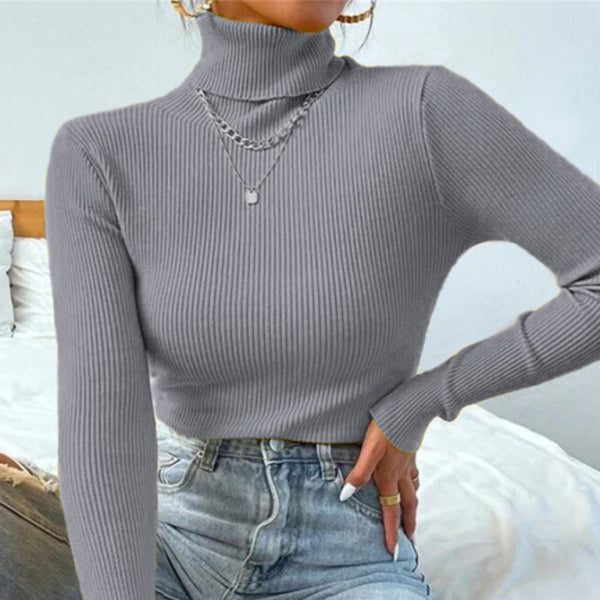 Cozy & Chic Christmas Turtleneck – Tight Knit Holiday Top for Women