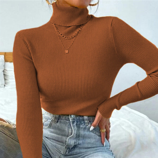 Cozy & Chic Christmas Turtleneck – Tight Knit Holiday Top for Women