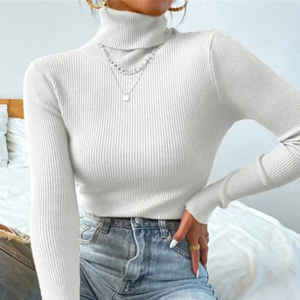 Cozy & Chic Christmas Turtleneck – Tight Knit Holiday Top for Women